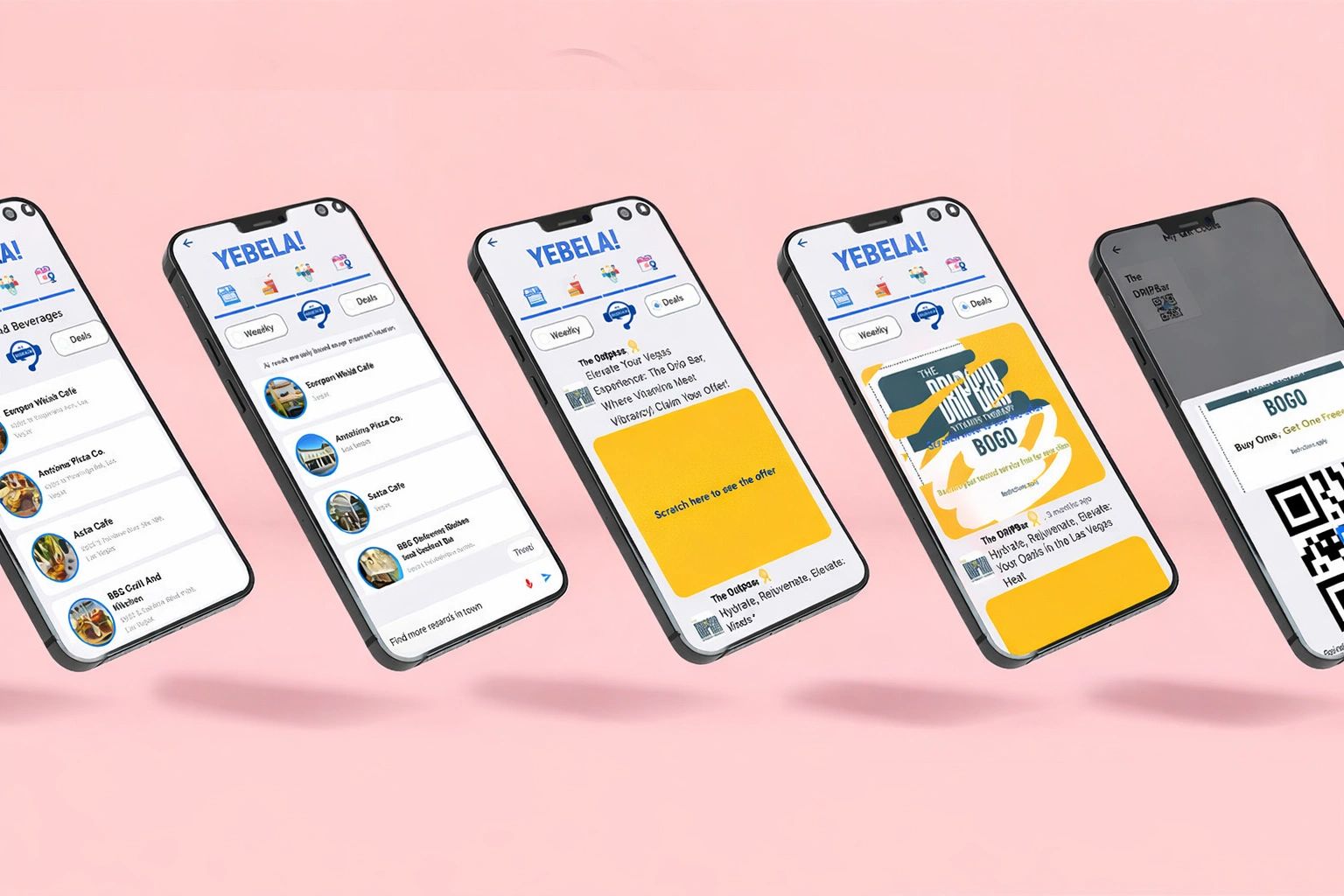 Aperçu de l’application YEBELA™ sur smartphones